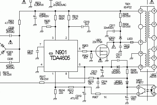 Схема включения tda4605 2