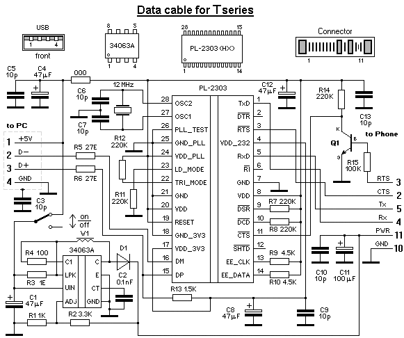 Usb data cable kq u8a схема