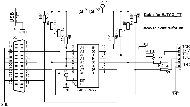 Jtag программатор схема