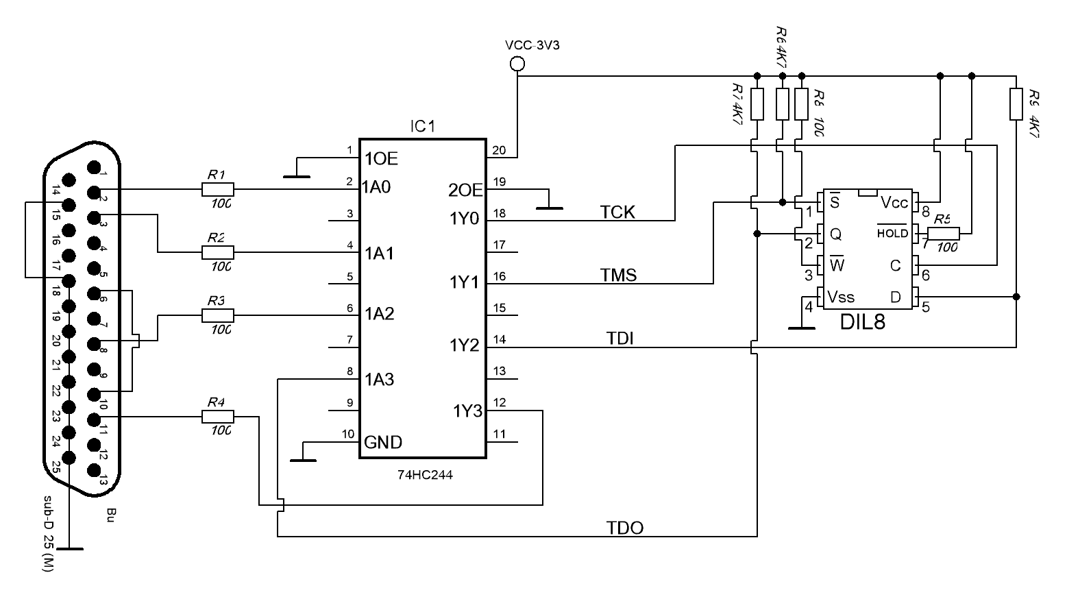 Схема jtag 74hc244