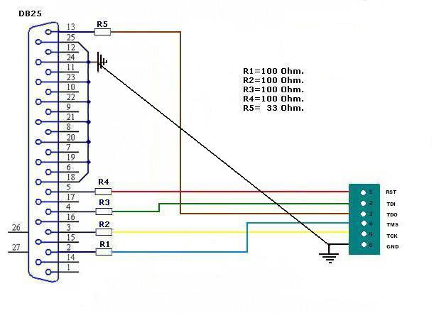 Схема jtag 74hc244