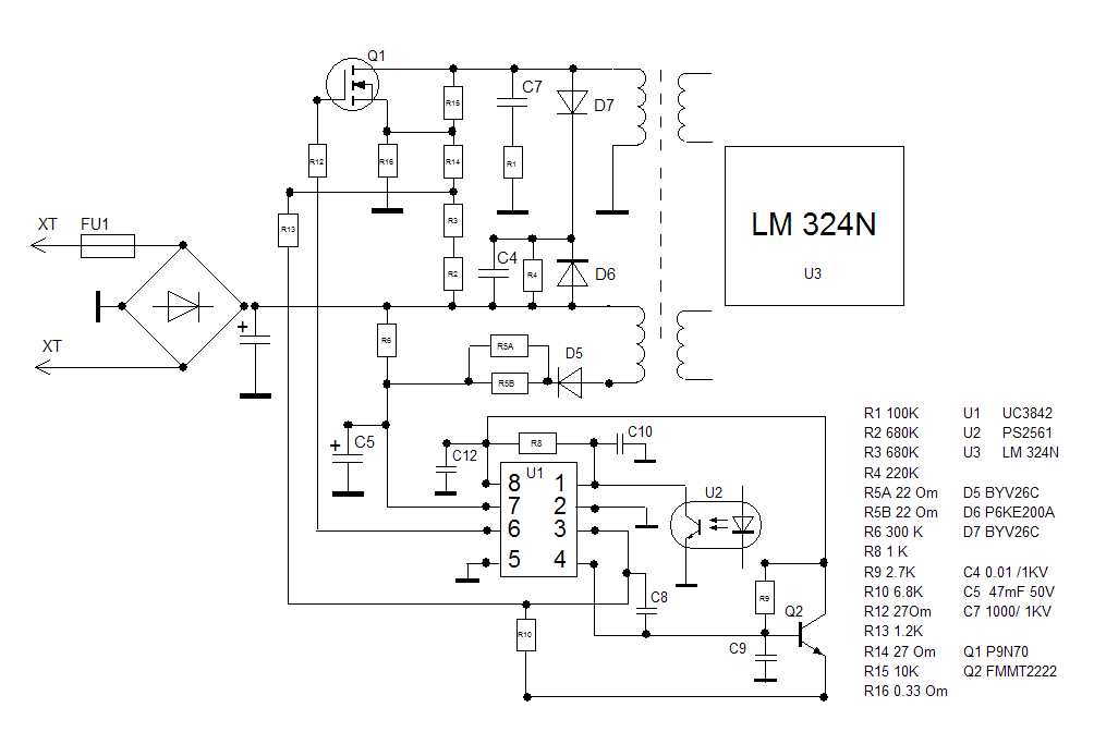 Uc3842 схема подключения