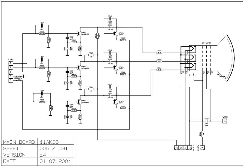 Схема платы кинескопа