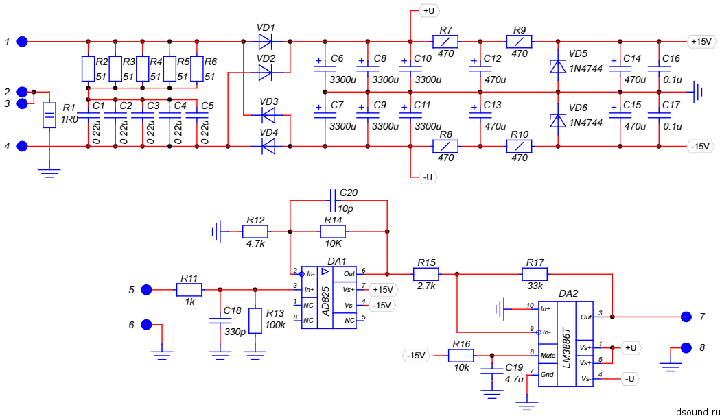 Схема усилителя lm3886tf